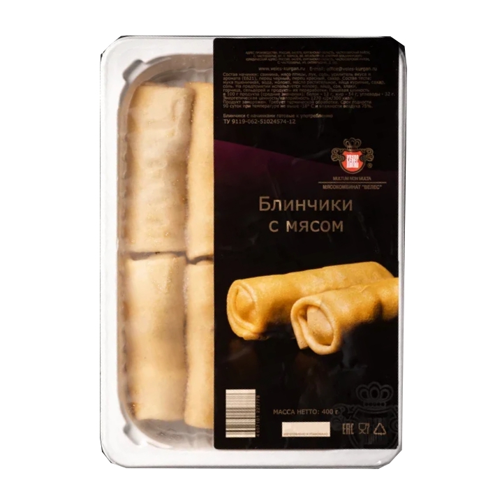 БЛИНЧИКИ ВЕЛЕС 400Г С МЯСОМ