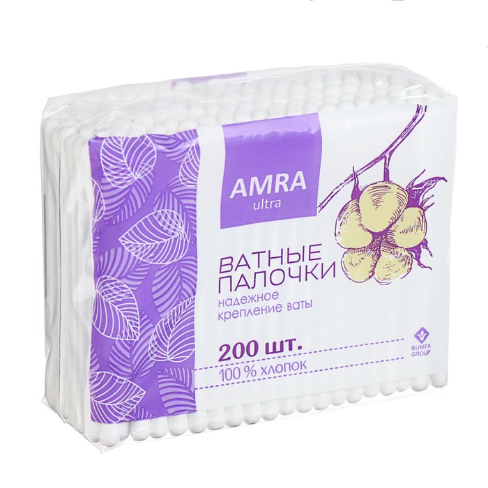 ПАЛОЧКИ ВАТНЫЕ АМРА 200ШТ ПАКЕТ