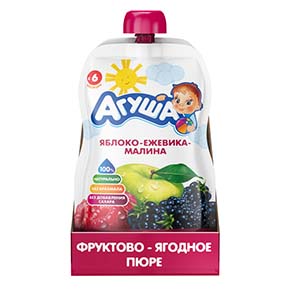 ПЮРЕ АГУША 90Г ЯБЛОКО ЕЖЕВИКА И МАЛИНА