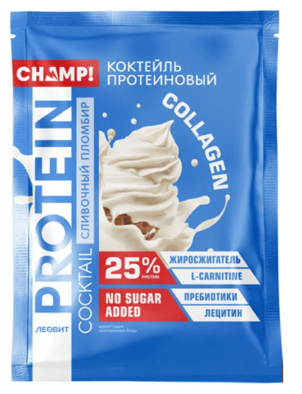 КОКТЕЙЛЬ ПРОТЕИНОВЫЙ ЧАМП! 30Г СЛИВОЧНЫЙ ПЛОМБИР