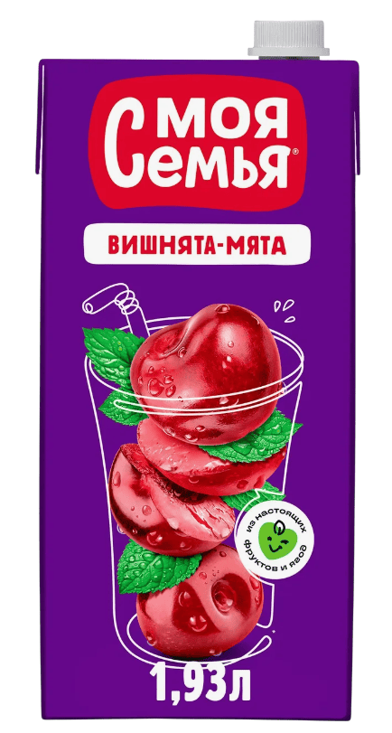 НАПИТОК МОЯ СЕМЬЯ 1,93Л СОКОСОДЕРЖАЩИЙ ВИШНЯ-МЯТА