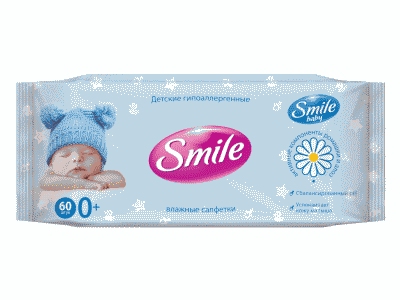 САЛФЕТКИ ВЛАЖНЫЕ СМАЙЛ БЕБИ 60ШТ С КЛАПАНОМ