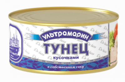 ТУНЕЦ УЛЬТРАМАРИН 185Г КУСОЧКИ В СОБСТВЕННОМ СОКУ КЛЮЧ ЖБ