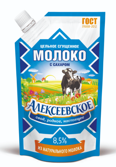МОЛОКО СГУЩЕННОЕ АЛЕКСЕЕВСКОЕ 270Г 8,5% ГОСТ ДОЙПАК БЗМЖ
