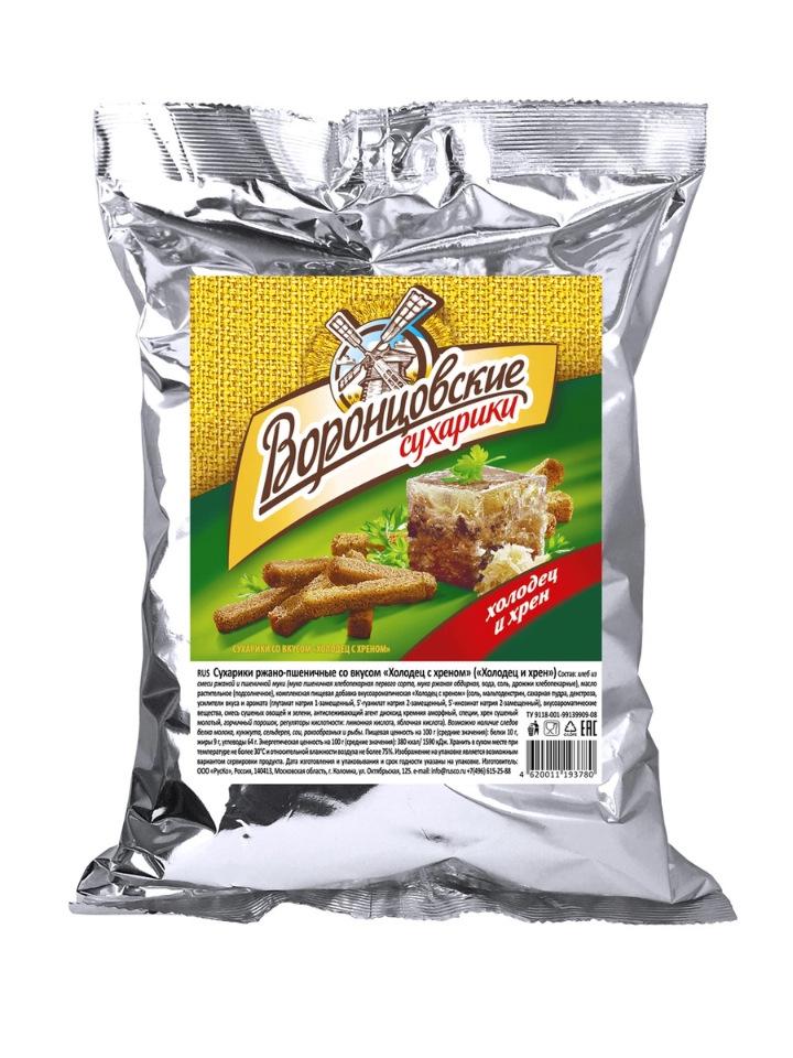 СУХАРИКИ ВОРОНЦОВСКИЕ 500Г СО ВКУСОМ ХОЛОДЕЦ С ХРЕНОМ