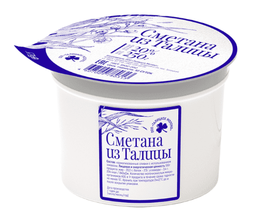 СМЕТАНА ТАЛИЦКАЯ ДЕРЕВЕНСКАЯ 250Г 20% СТАКАН