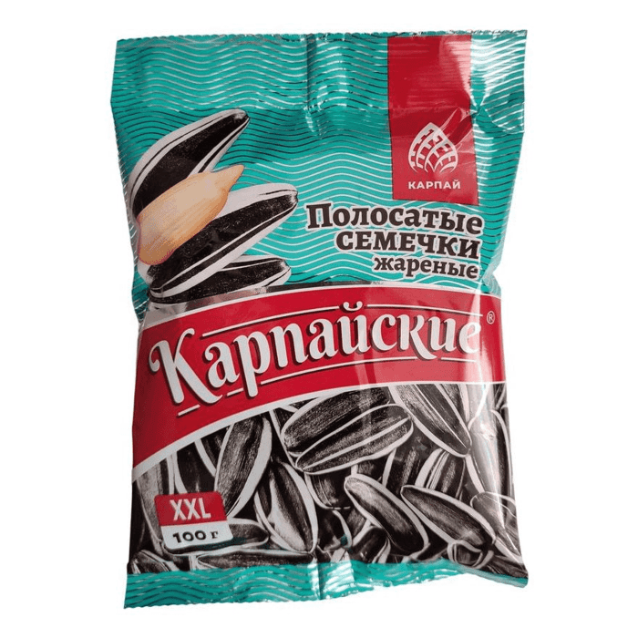 СЕМЕЧКИ КАРПАЙСКИЕ 100Г СЕРЫЕ ПОЛОСАТЫЕ ЖАРЕНЫЕ