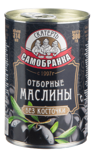 МАСЛИНЫ СКАТЕРТЬ-САМОБРАНКА 300Г ОТБОРНЫЕ Б/КОСТОЧКИ