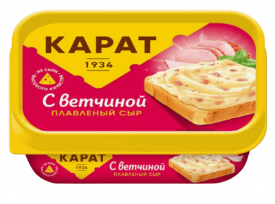 СЫР ПЛАВЛЕНЫЙ КАРАТ СЛИВОЧНЫЙ С ВЕТЧИНОЙ 200Г 45% ПЛАСТ