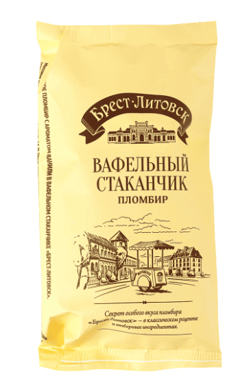 МОРОЖЕНОЕ БРЕСТ-ЛИТОВСК 75Г ПЛОМБИР С АРОМ ВАНИЛИ ВАФЕЛ СТАКАН