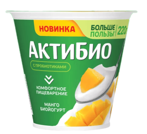БИОЙОГУРТ АКТИБИО 3% 220Г С МАНГО ОБОГАЩ БИФИДОБАКТЕРИЯМИ