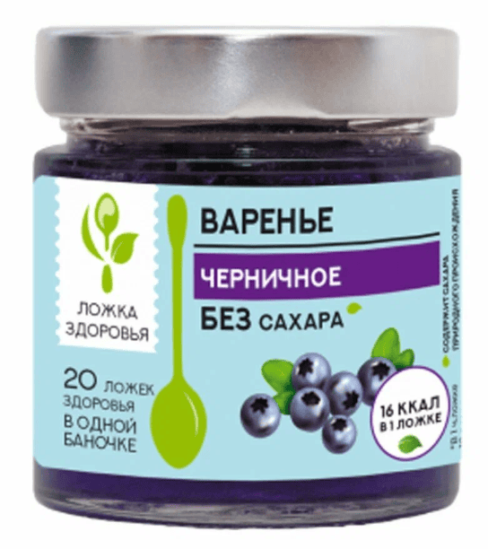ВАРЕНЬ ЛОЖКА ЗДОРОВЬЯ 200Г ЧЕРНИЧНОЕ БЕЗ САХАР СТ