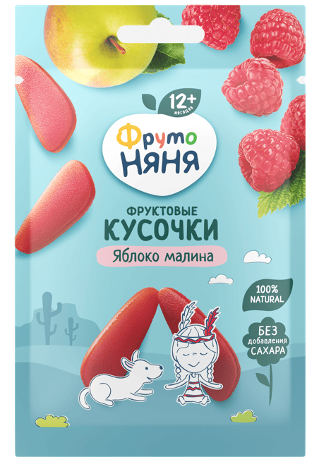 КУСОЧКИ ФРУКТОВЫЕ ФРУТОНЯНЯ 15Г ИЗ ЯБЛОК И МАЛИНЫ Д/П ПАКЕТ