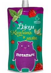 ДЖЕМ ПОТАПЫЧ КЛУБНИКА И МЯТА 300Г ДОЙ ПАК