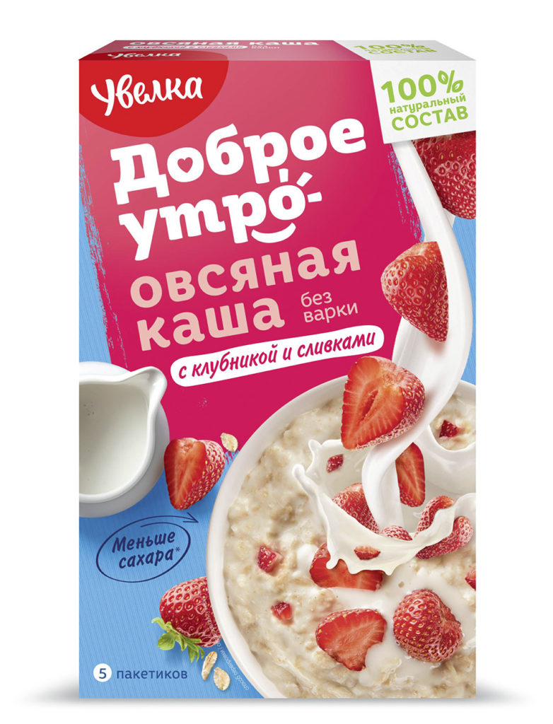 КАША УВЕЛКА 5ПАК*40Г ОВСЯНАЯ Б/П С КЛУБНИКОЙ СО ВКУСОМ СЛИВОК