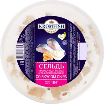 ПРЕСЕРВЫ ОМСК КРОМФИШ 150Г ФИЛЕ-КУСОЧКИ СЕЛЬДИ В МАЙОНЕЗЕ С СЫРОМ