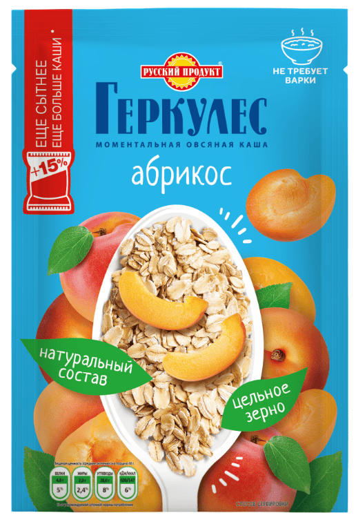 КАША РУССКИЙ ПРОДУКТ ГЕРКУЛЕС 40Г МОМЕНТАЛЬНАЯ ОВСЯНАЯ С АБРИКОСОМ
