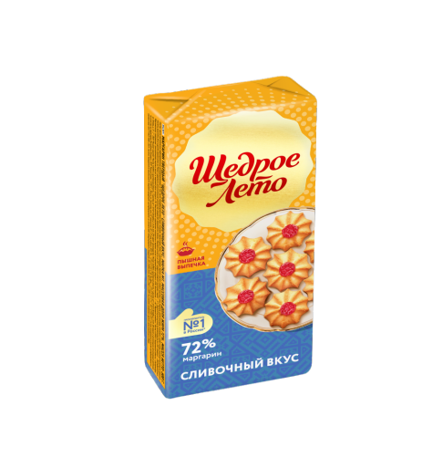 МАРГАРИН ТВЕРДЫЙ ЩЕДРОЕ ЛЕТО 500Г 72% СЛИВОЧНЫЙ ВКУС ФОЛЬГА