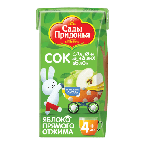 САДЫ ПРИДОНЬЯ 0,125Л СОК ЯБЛОЧНЫЙ ПРЯМОЙ ОТЖИМ ОСВЕТЛ Д/П