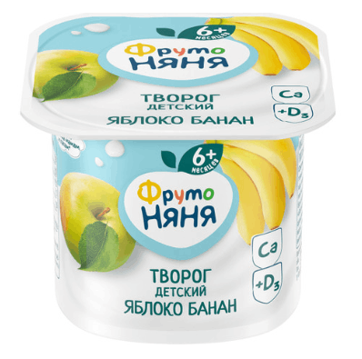ТВОРОГ ФРУТОНЯНЯ 100Г ЯБЛОКО И БАНАН ДЛЯ ДЕТСКОГО ПИТНИЯ 4,2%
