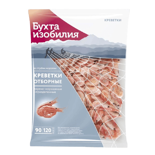 КРЕВЕТКИ БУХТА ИЗОБИЛИЯ 850Г 90/120 ОТБОРНЫЕ С/Г ВАР/МОР