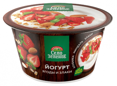 ЙОГУРТ СЕЛО ЗЕЛЕНОЕ ФЕРМЕРСКИЙ ЗАВТРАК 3,2% 180Г С НАП КЛУБН-МИНДАЛЬ-ЗЛАКИ ПЛ/СТ