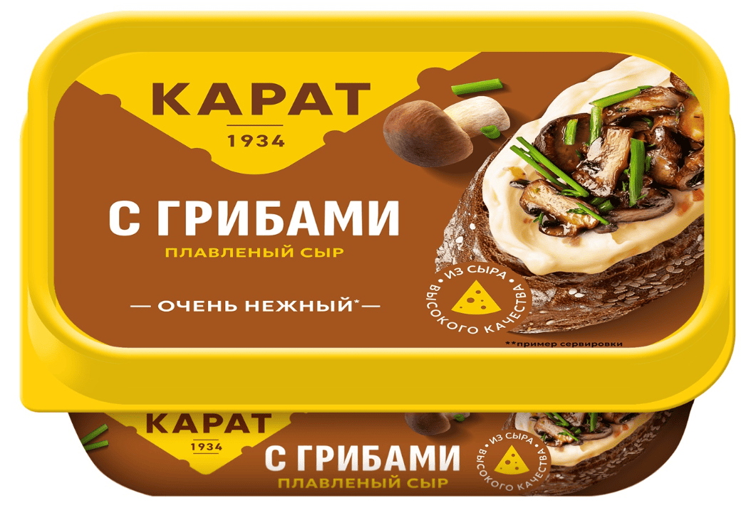 СЫР ПЛАВЛЕНЫЙ КАРАТ СЛИВОЧНЫЙ С ГРИБАМИ 200Г 45% ПЛАСТ