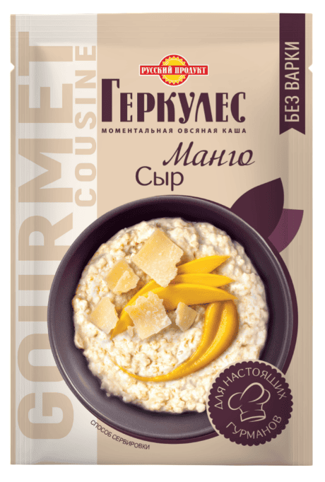 КАША РУССКИЙ ПРОДУКТ ГЕРКУЛЕС ГУРМЕ 40Г ОВСЯНАЯ С СЫРОМ И МАНГО