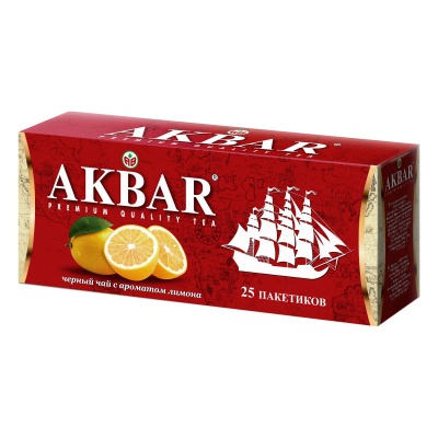 ЧАЙ АКБАР ЛИМОН 25*2Г ЧЕРНЫЙ БАЙХОВЫЙ С АРОМАТОМ ЛИМОНА ПАКЕТ