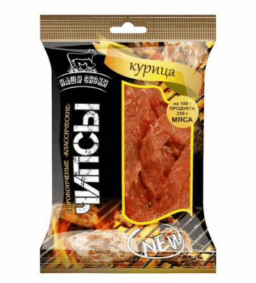 ЧИПСЫ НАШИ СНЭКИ 60Г КЛАССИЧЕСКИЕ С/КОПЧ ИЗ МЯСА КУРИЦЫ