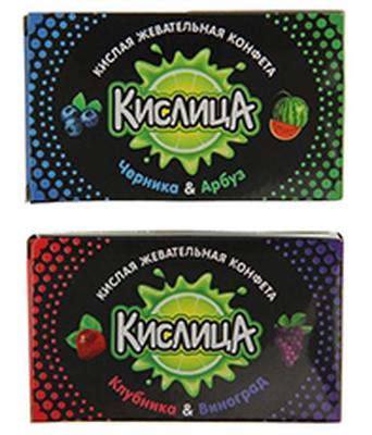 КОНФЕТА ЖЕВ КИСЛИЦА 18Г ЧЕРНИКА АРБУЗ/КЛУБНИКА ВИНОГРАД