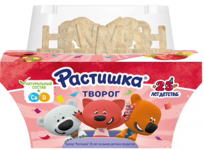 ТВОРОГ РАСТИШКА 3,5% 108Г КЛУБНИКА БАНАН С ПЕЧЕНЬЕМ БУКВЫ ОБОГАЩЕННЫЙ