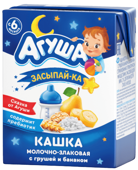 КАША АГУША ЗАСЫПАЙ-КА 2,7% 200МЛ МОЛОЧН ЗЛАКОВАЯ С ГРУШЕЙ И БАНАНОМ С ПРЕБИОТИК