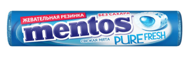ЖЕВАТЕЛЬНАЯ РЕЗИНКА МЕНТОС ПЬЮР ФРЕШ 15,5Г ВКУС МЯТА