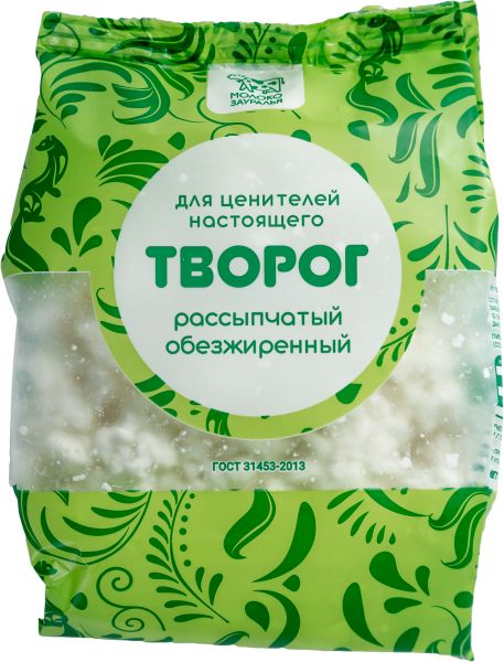 ТВОРОГ МОЛОКО ЗАУРАЛЬЯ 200Г ОБЕЗЖИРЕННЫЙ ФЛОУ-ПАК