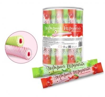 ТРУБОЧКА 10Г ЗЕФИРНАЯ С ДЖЕМОМ 2 ВКУСА В БАНКЕ