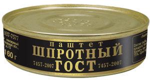 ПАШТЕТ ШПРОТНЫЙ ГЛАВПРОДУКТ БКЗ №2 160Г