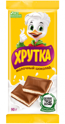 ШОКОЛАД ХРУТКА 82Г МОЛОЧНЫЙ С МОЛОЧНОЙ НАЧИНКОЙ