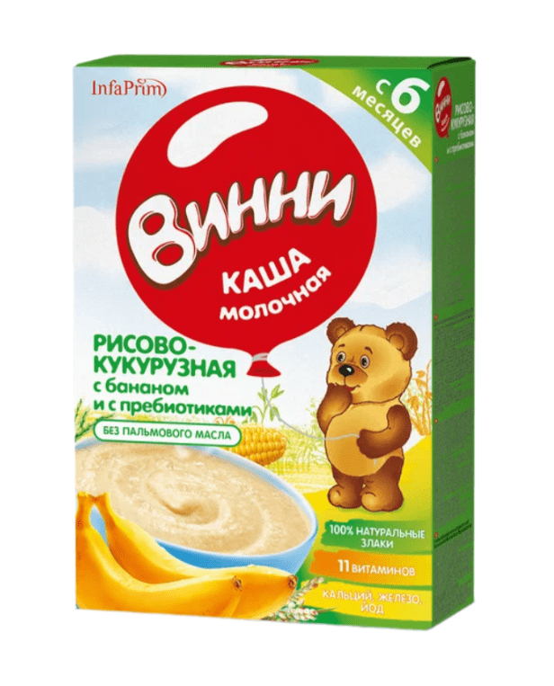 КАША ВИННИ 200Г МОЛОЧНАЯ РИСОВО-КУКУРУЗНАЯ С ПРЕБИОТИКАМИ