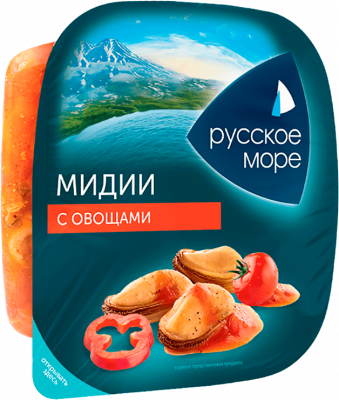 САЛАТ РУССКОЕ МОРЕ 150Г ИЗ МЯСА МИДИИ ЧИЛИЙСКОЙ ВАРЕНОЙ С ОВОЩ