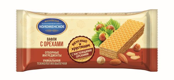 ВАФЛИ КОЛОМЕНСКОЕ 200Г С ОРЕХАМИ