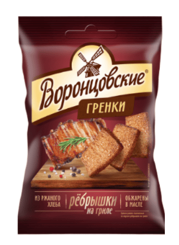СУХАРИКИ ВОРОНЦОВСКИЕ 60Г ГРЕНКИ СО ВКУСОМ РЕБЕР СВИНЫХ НА ГРИЛЕ