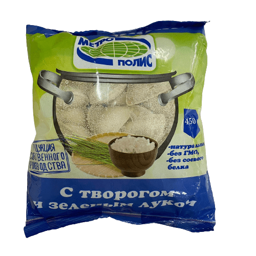 ВАРЕНИКИ С ТВОРОГОМ И ЗЕЛЕНЫМ ЛУКОМ 450Г