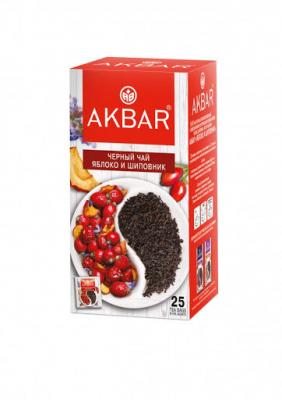ЧАЙ АКБАР ЧЕРНЫЙ 25*1,5Г АРОМАТ ЯБЛОКО ШИПОВНИК ПАКЕТ
